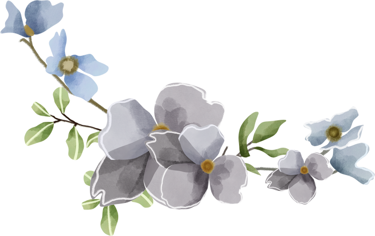 Grey and Blue Floral Bouquet